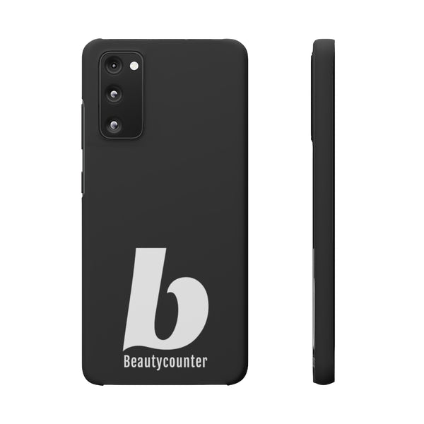 SLEEK Version Pretty Printing X Beautycounter Phone Case Black with White Logo