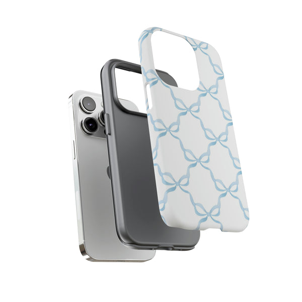 iPhone Tough Case Preppy Watercolor Bow Pattern Blue