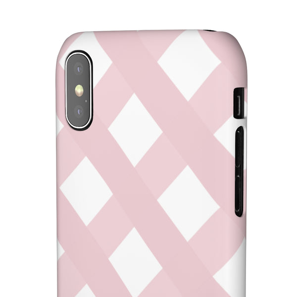 Gingham Blush + White Phone Case