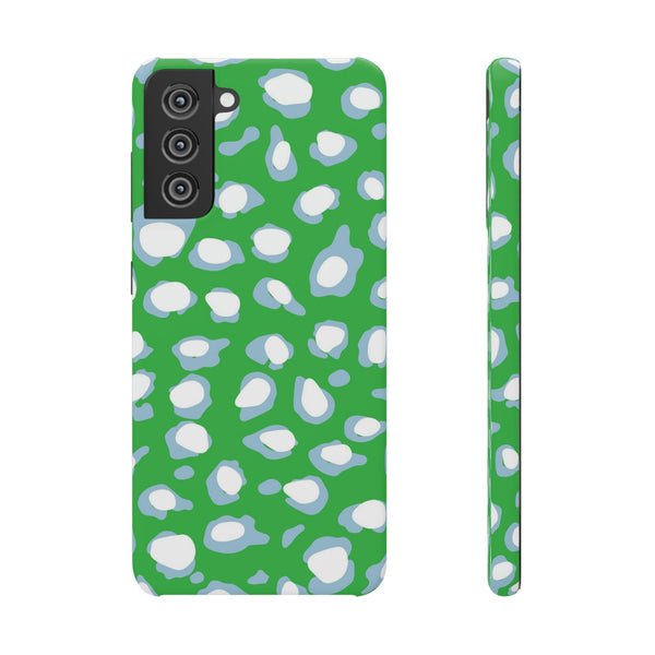 Preppy Leopard Kelly Green + Aqua Spots Protective Phone Case