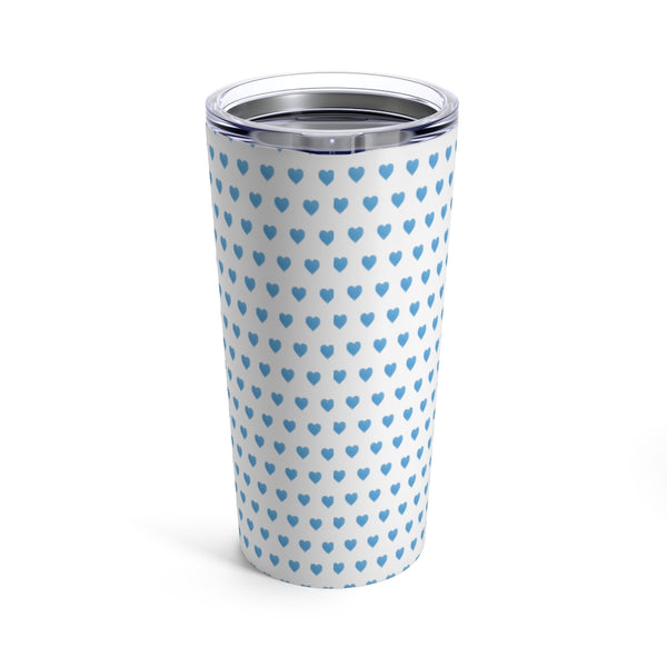 Preppy Watercolor Hearts in Blue Tumbler Drink stays cool 20oz