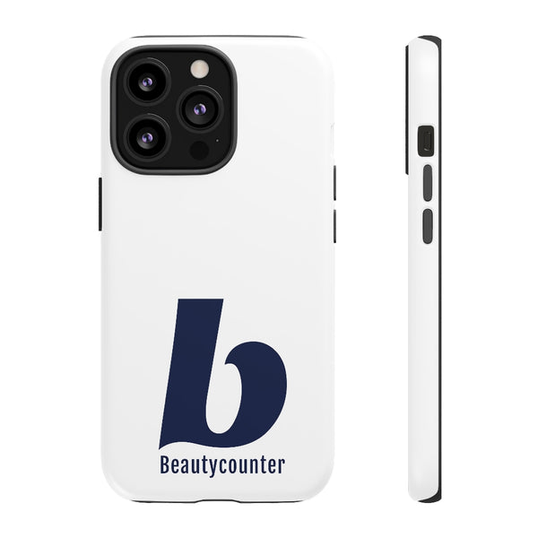 TOUGH Version Pretty Printing X Beautycounter Limited Edition Case White with navy logo