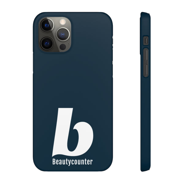 SLEEK Version Pretty Printing X Beautycounter Phone Case Navy with White Logo