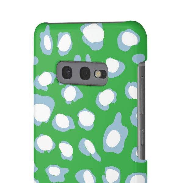 Preppy Leopard Kelly Green + Aqua Spots Protective Phone Case