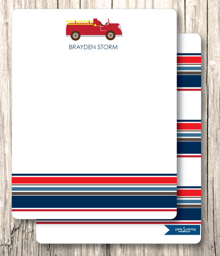 Notecard Double Sided - Fire Truck