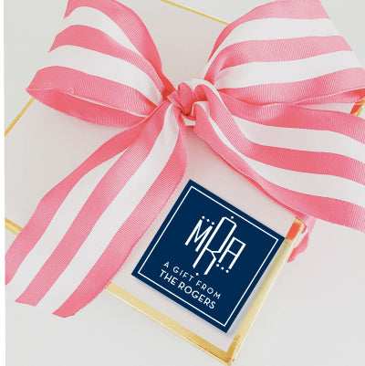 Gift Sticker Monogram Modern Square Dot (more color options)