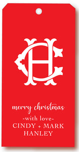 Gift Tag Holiday Christmas Interlock Monogram Red