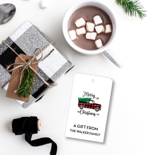 Holiday Gift Tag - Red Christmas Truck