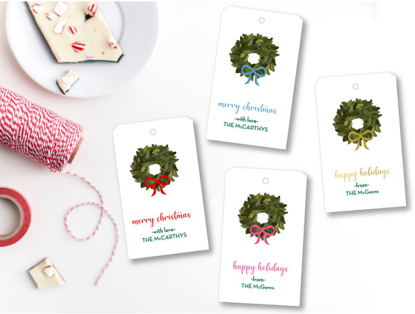 Gift Tag Holiday Eucalyptus Wreath - more colors available