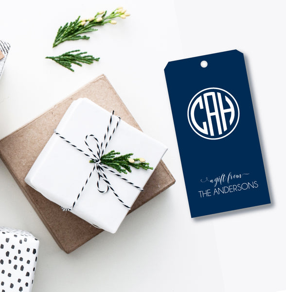 Gift Tag Circle Monogram (more color options)