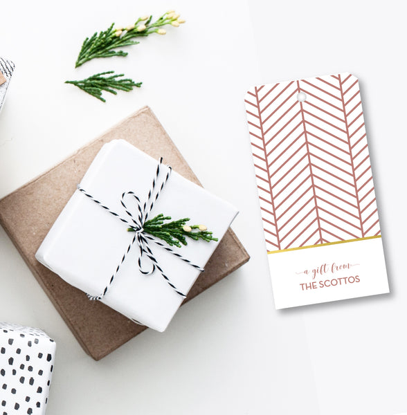 Gift Tag Herringbone Nantucket Red