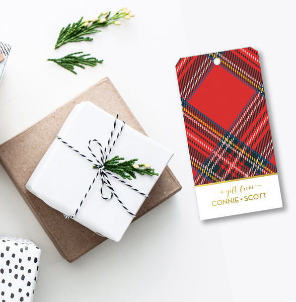 Gift Tag Christmas Plaid