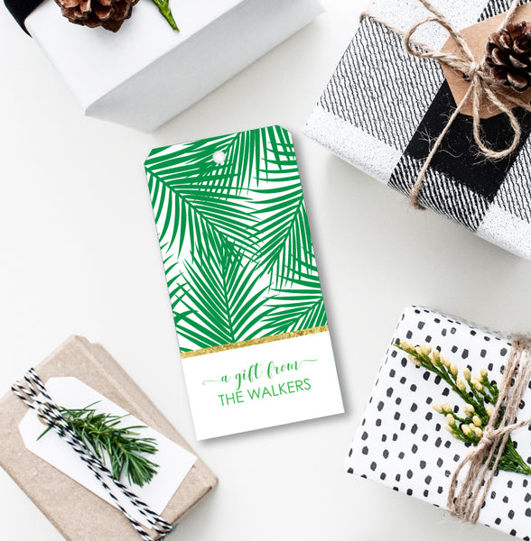 Gift Tag Palm Print Green