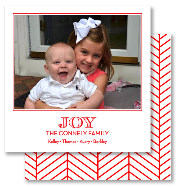 Luxe Holiday Photo Card Herringbone Red