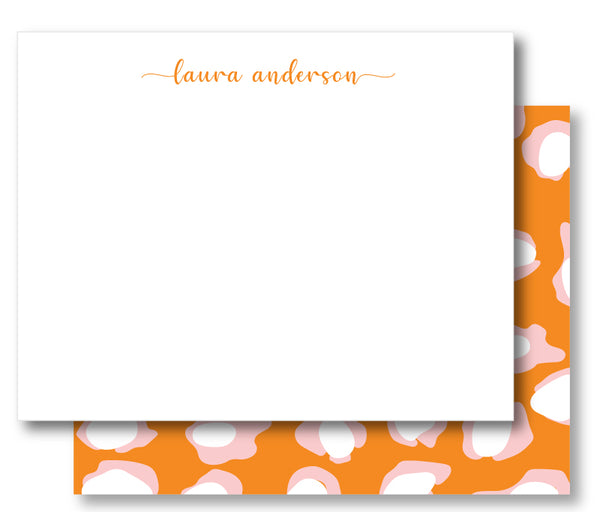 Notecard Double Sided - Chic Leo Orange + Pink