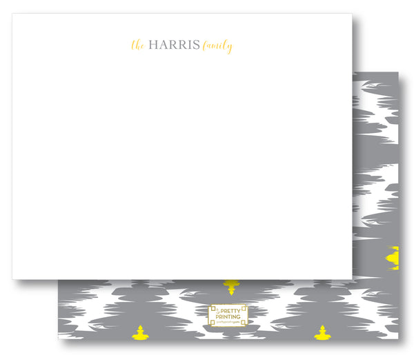 Notecard Double Sided - Preppy Ikat Grey