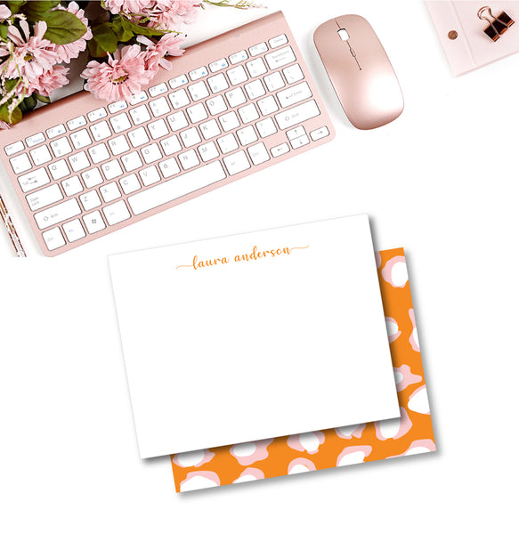 Notecard Double Sided - Chic Leo Orange + Pink