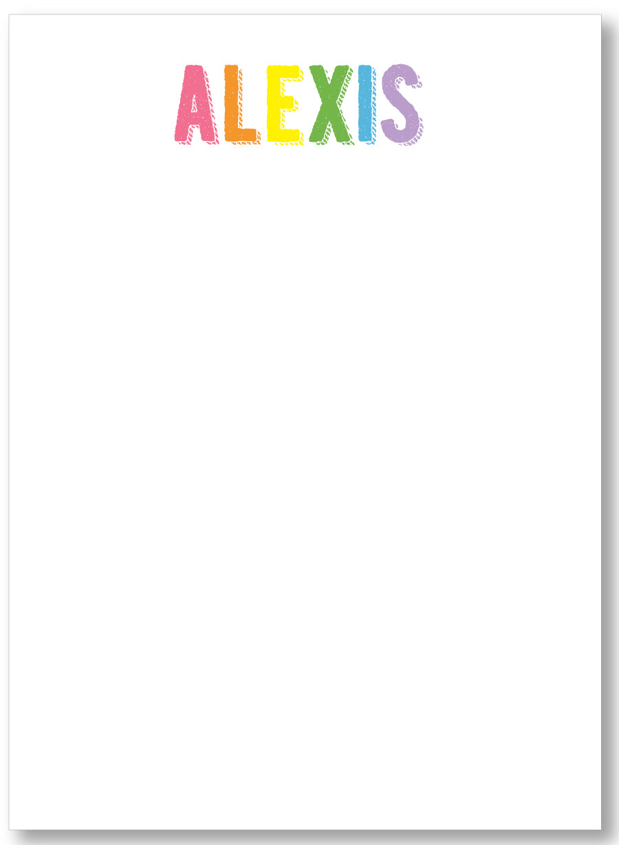 Notepad - Simple Name Pastel Rainbow