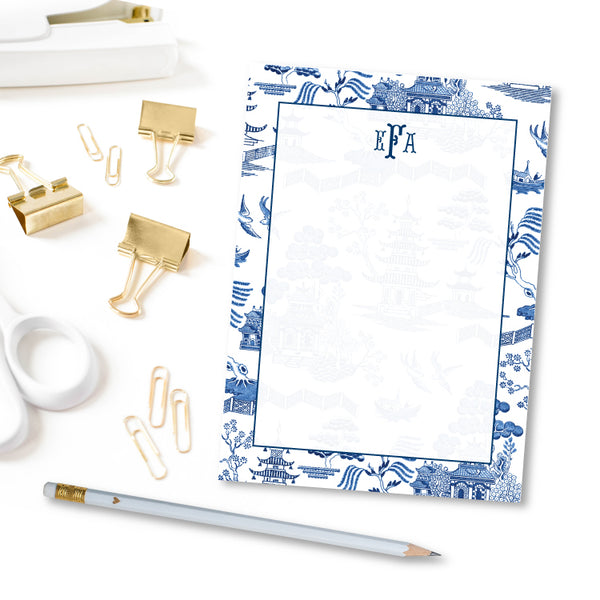 Notepad - Classic Chinoiserie Blue White Toile