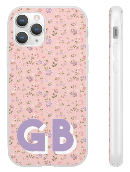 Flexible Phone Case Rubber Protective Preppy Floral Pink
