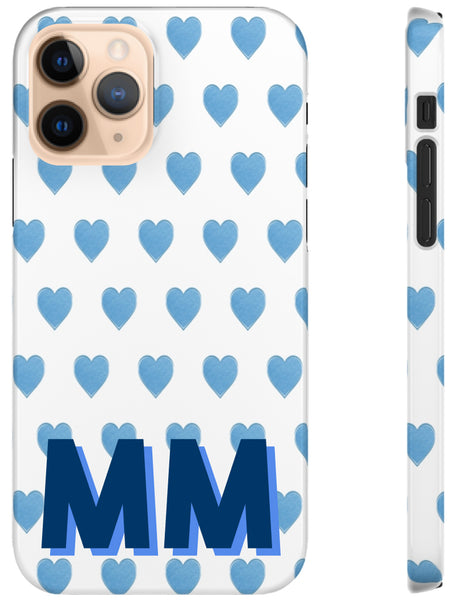 Phone Case - Preppy Watercolor Hearts Blue