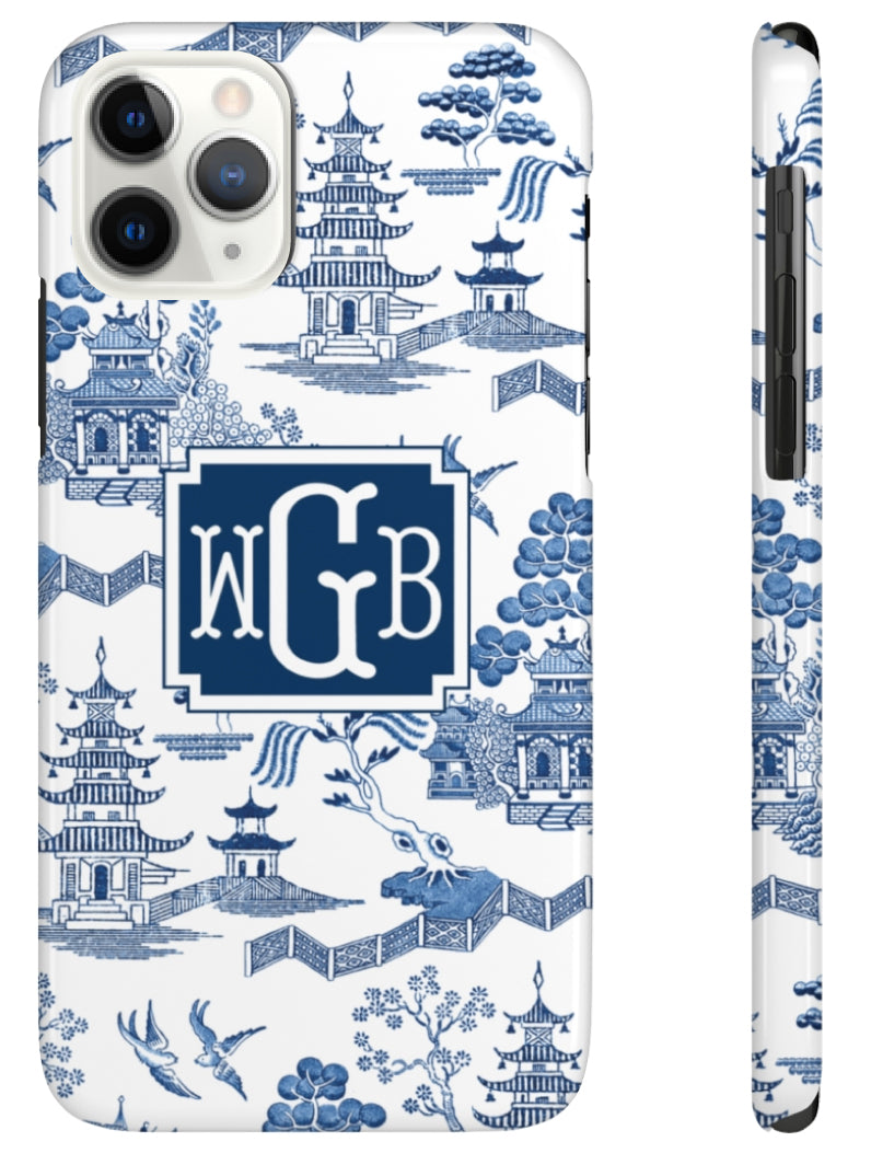 Phone Case Chinoiserie Toile Blue White