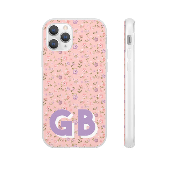 Flexible Phone Case Rubber Protective Preppy Floral Pink