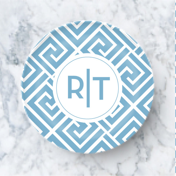 Plate  - Greek Key Blue