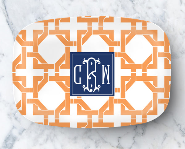 Platter - Cane pattern orange