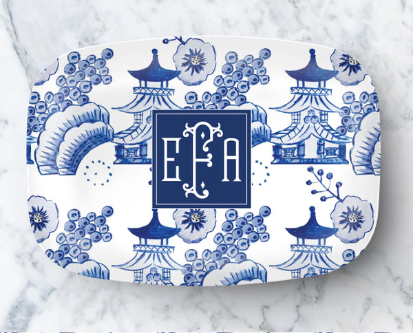 Platter - Chinoiserie Toile Pattern Blue