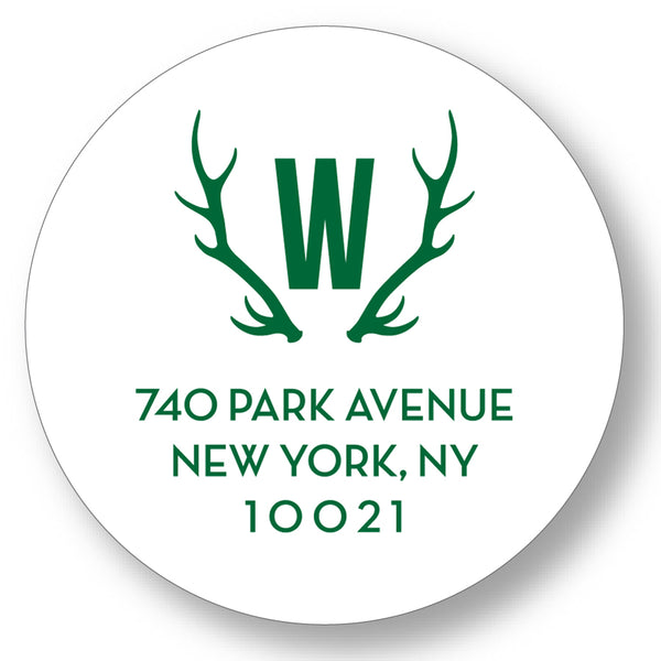 Address Label Antler initial, Choose Color