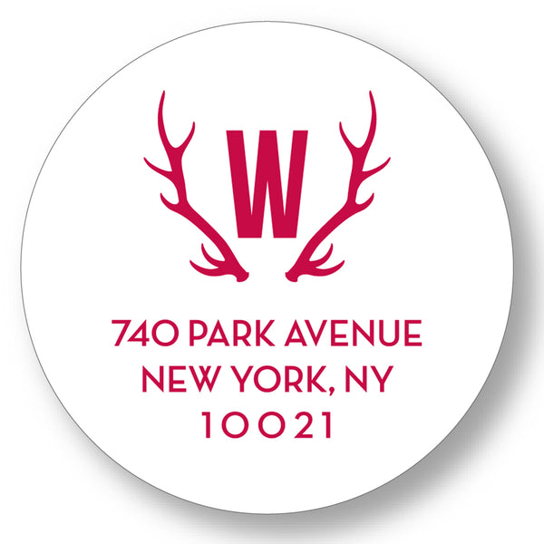 Address Label Antler initial, Choose Color