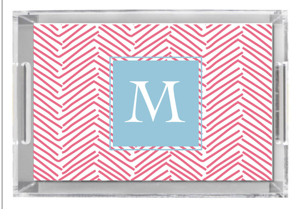 Lucite Tray - Herringbone Nantucket Red