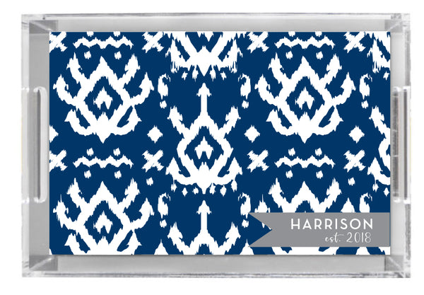 Lucite Tray - Island Ikat Navy