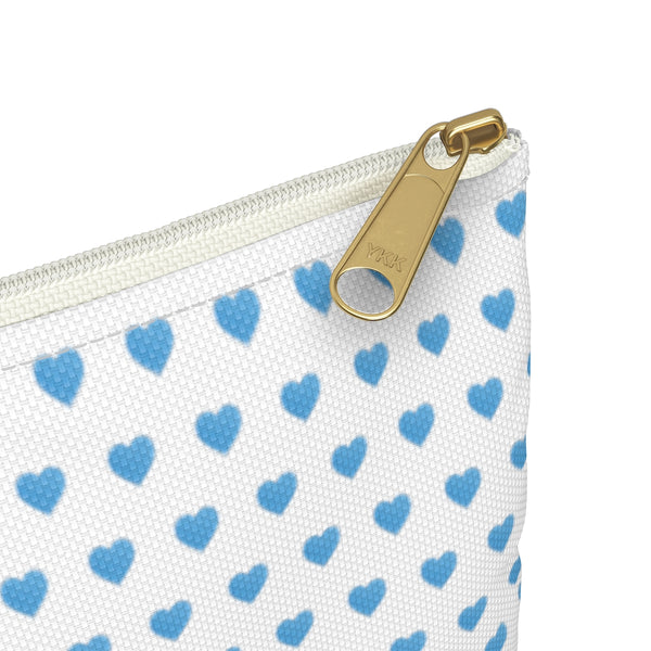 Canvas Zip Monogrammed Preppy Watercolor Blue Hearts Monogram