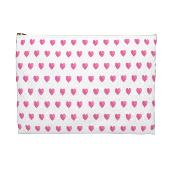 Canvas Zip Monogrammed Preppy Watercolor Pink Hearts Monogram