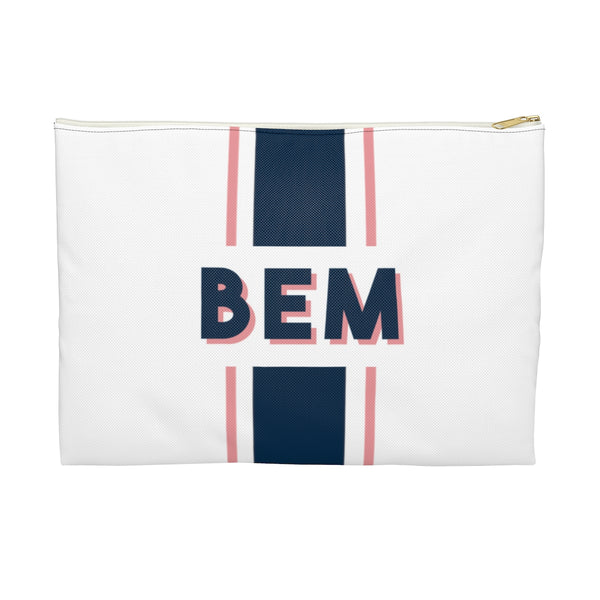Canvas Zip Pouch Racing Stripes Shadow Text Initials (2 sizes)