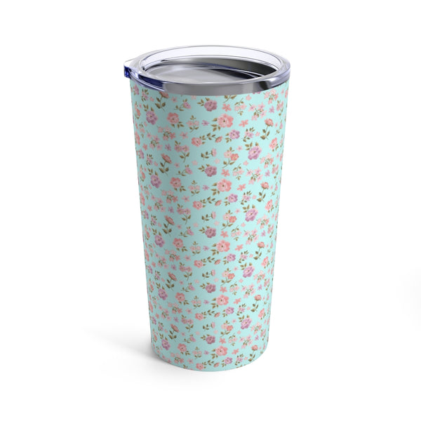 Preppy Disty Floral Tumbler in Aqua Tumbler Drink stays cool 20oz Loveshackfancy Inspired