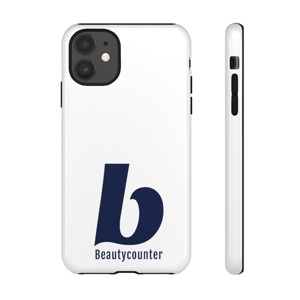 TOUGH Version Pretty Printing X Beautycounter Limited Edition Case White with navy logo