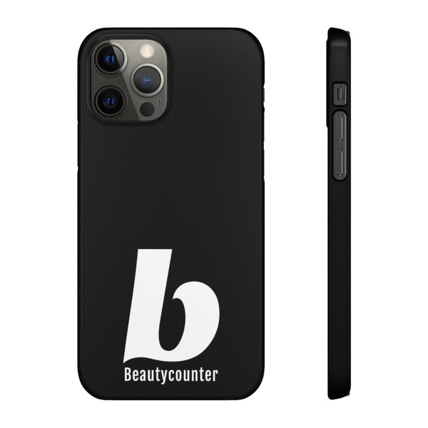 SLEEK Version Pretty Printing X Beautycounter Phone Case Black with White Logo