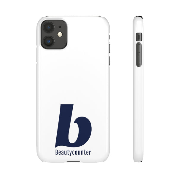 SLEEK Version Pretty Printing X Beautycounter Phone Case White with Navy Logo