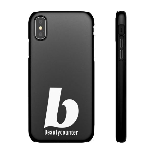 SLEEK Version Pretty Printing X Beautycounter Phone Case Black with White Logo