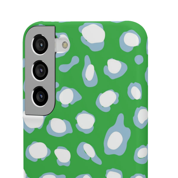 Preppy Leopard Kelly Green + Aqua Spots Protective Phone Case