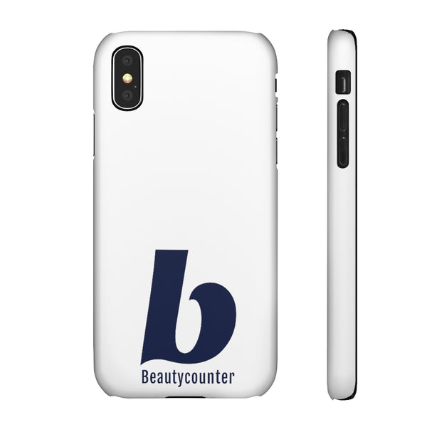 SLEEK Version Pretty Printing X Beautycounter Phone Case White with Navy Logo