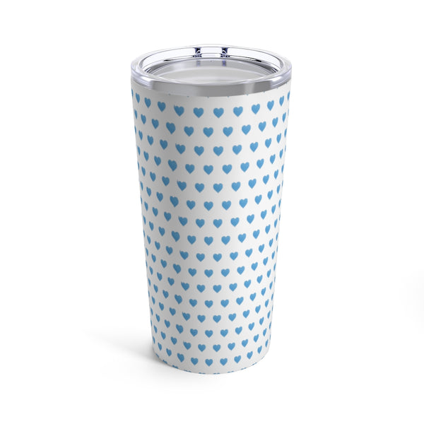 Preppy Watercolor Hearts in Blue Tumbler Drink stays cool 20oz