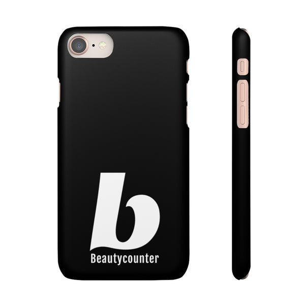 SLEEK Version Pretty Printing X Beautycounter Phone Case Black with White Logo