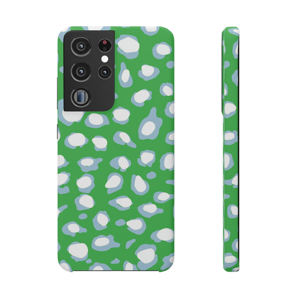 Preppy Leopard Kelly Green + Aqua Spots Protective Phone Case