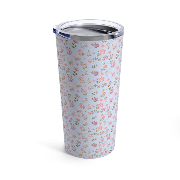 Preppy Disty Floral Tumbler in Blue Tumbler Drink stays cool 20oz Loveshackfancy Inspired