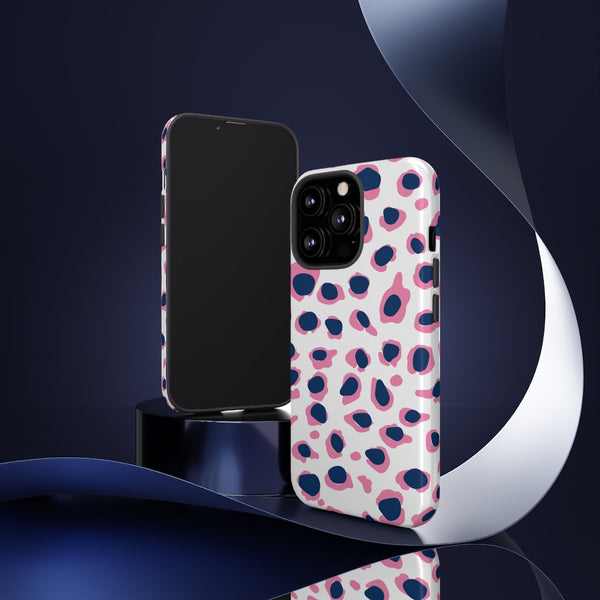 TOUGH Version Pretty Printing X Beautycounter Limited Edition Case Preppy Leopard Spots in Pink and Navy