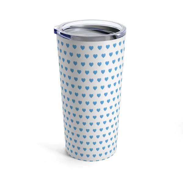 Preppy Watercolor Hearts in Blue Tumbler Drink stays cool 20oz